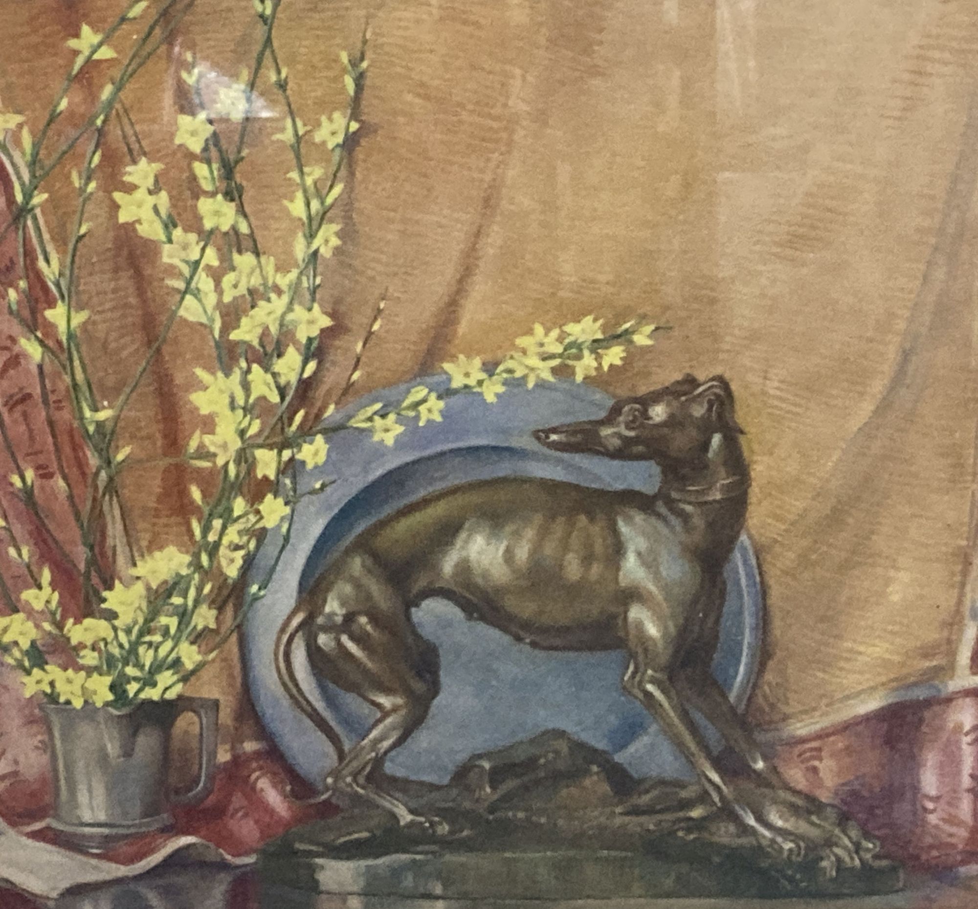 Louise Gillett, watercolour, The bronze hound, signed and dated 1931, 32 x 33.5cm.